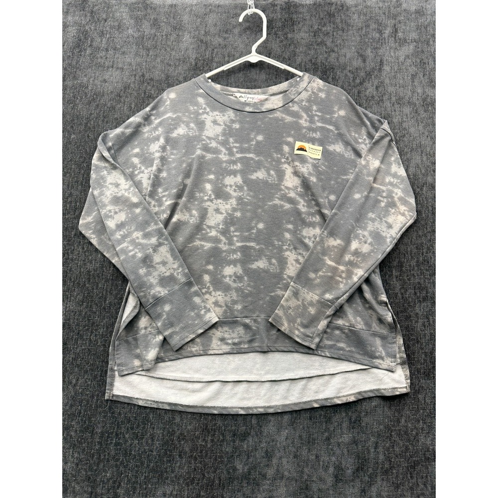 Flying Colors Sweatshirt Women Large Gray Tie Dye High Low Hem Side Slit Classic